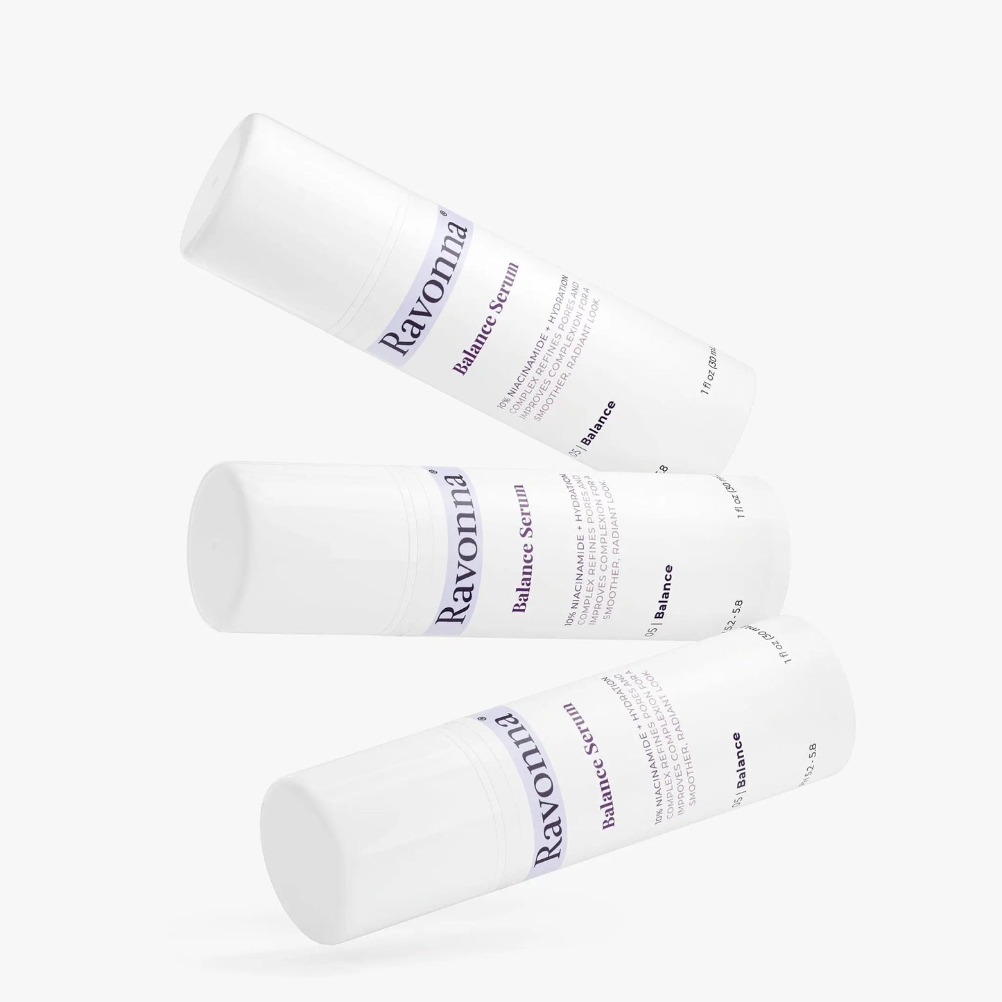 Flat lay of multiple Balance Serum bottles – Ravonna