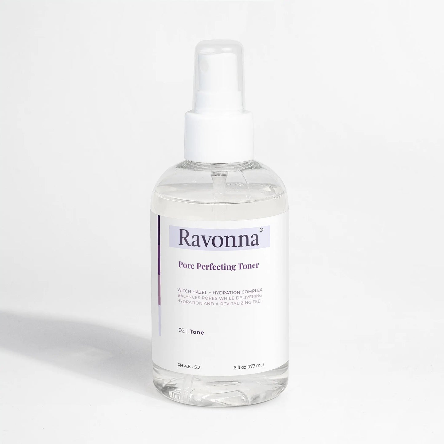 Pore Perfecting Toner bottle standing on minimal surface – Ravonna