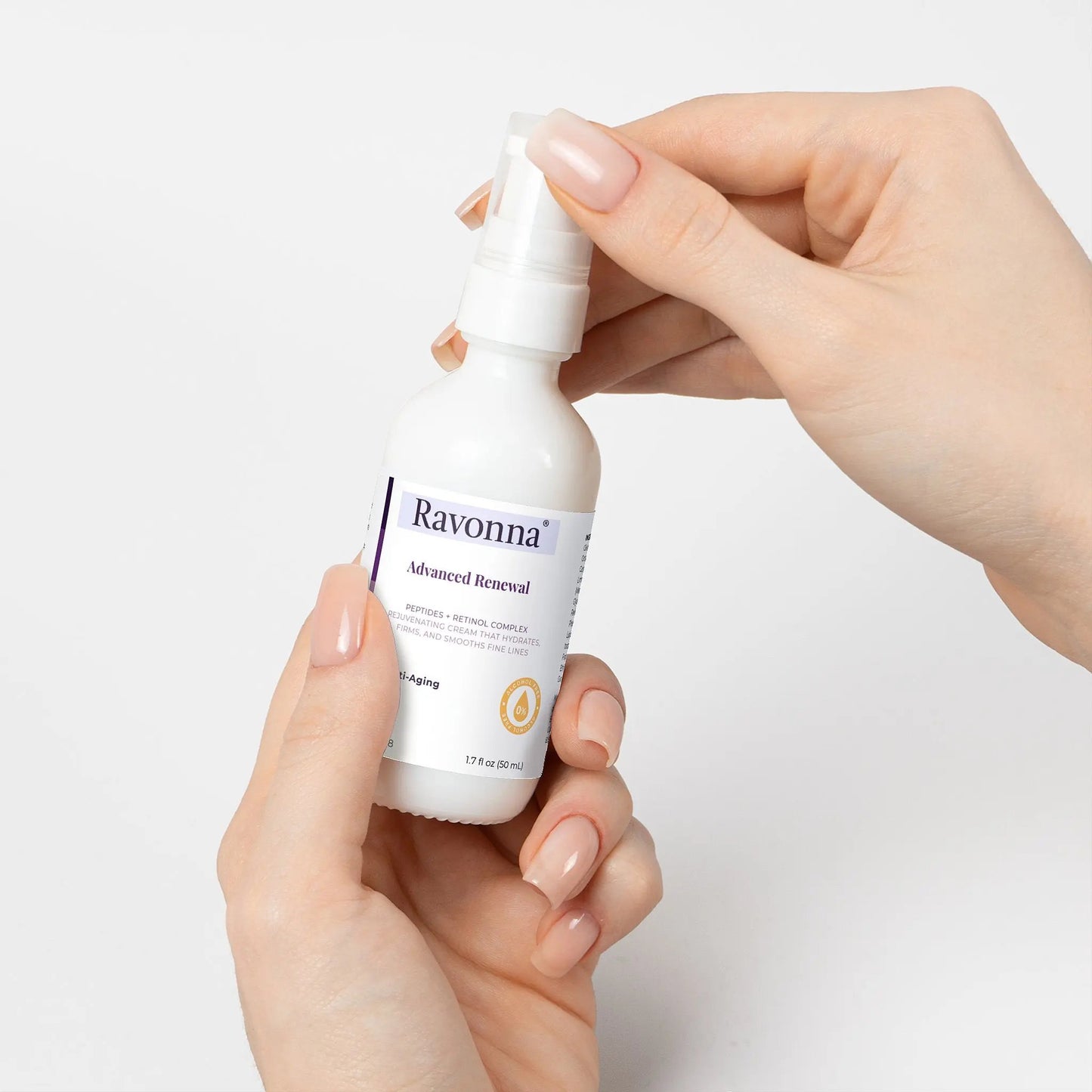 Applying Advanced Renewal Cream with fingertips – Ravonna